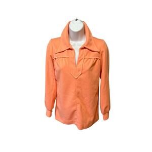 Vtg ZAZIE Hippie 70’s Pull Over Blouse Melon Color Long Sleeve Women S